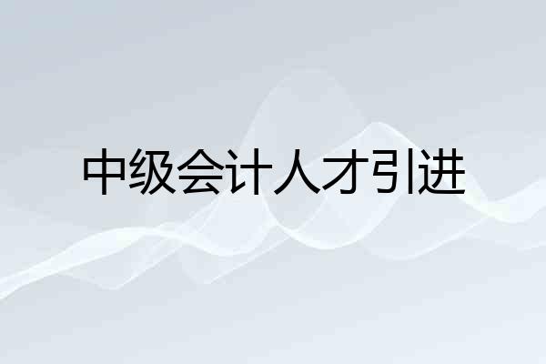 中级会计人才引进