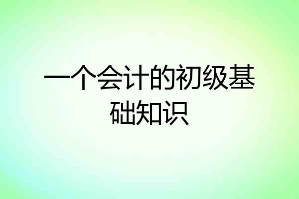 一个会计的初级基础知识