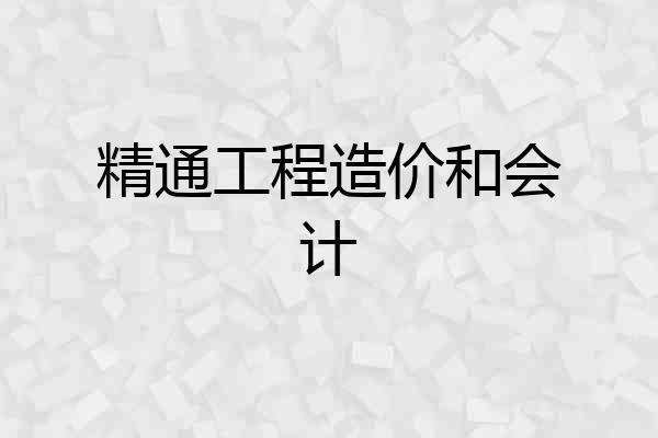 精通工程造价和会计