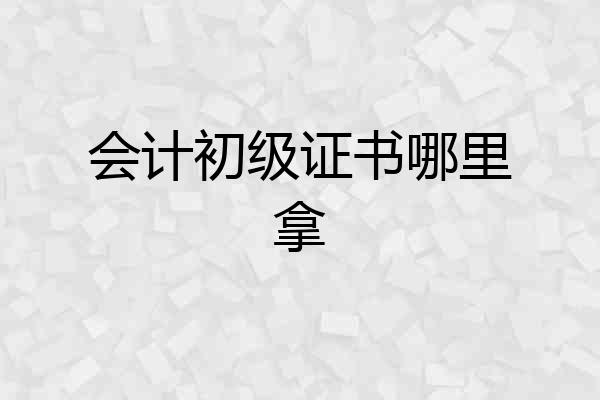 会计初级证书哪里拿