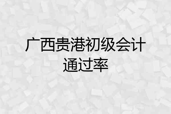 广西贵港初级会计通过率