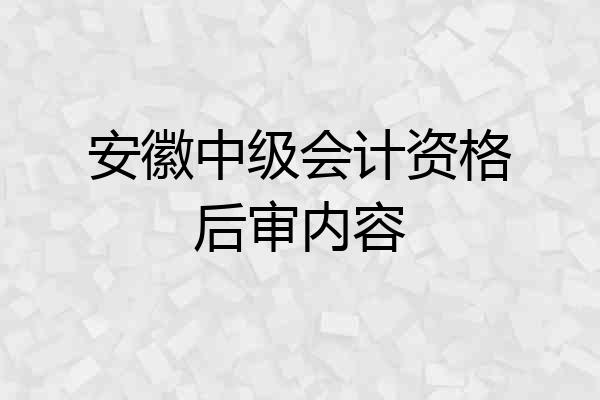 安徽中级会计资格后审内容