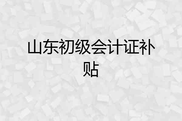山东初级会计证补贴