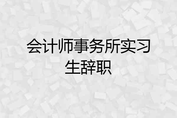 会计师事务所实习生辞职