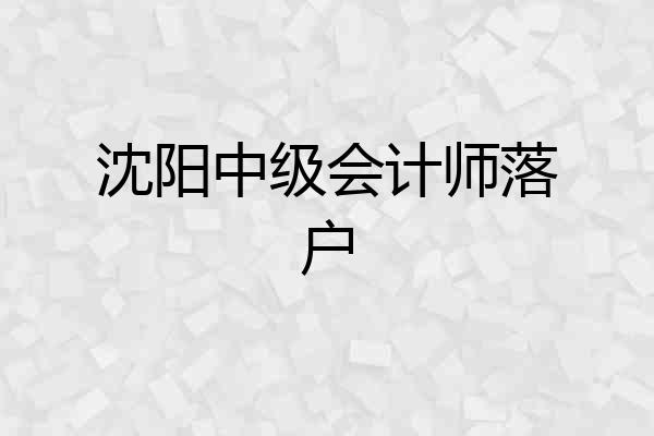 沈阳中级会计师落户