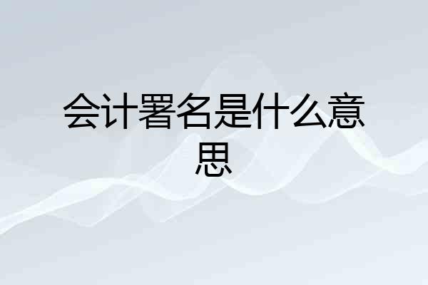 会计署名是什么意思