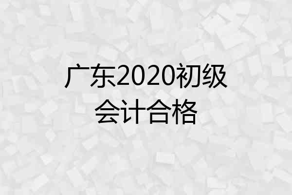 广东2020初级会计合格