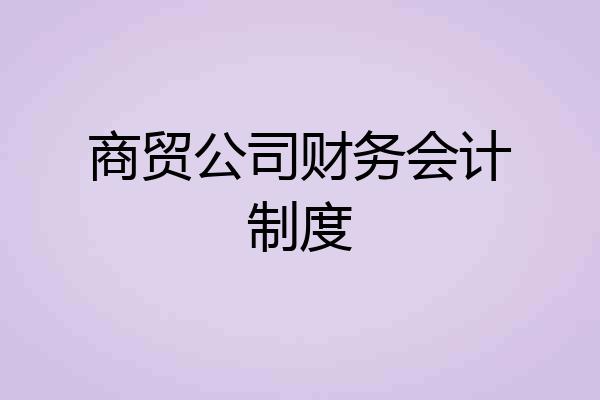 商贸公司财务会计制度