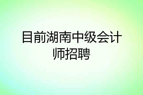 目前湖南中级会计师招聘
