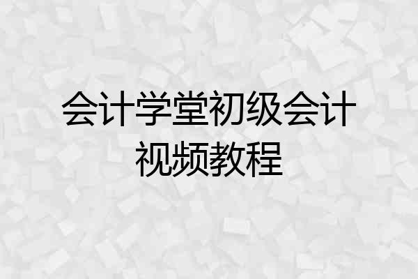 会计学堂初级会计视频教程
