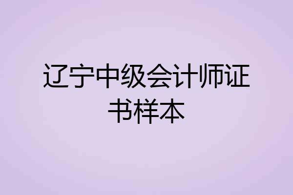 辽宁中级会计师证书样本