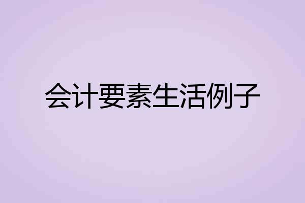 会计要素生活例子