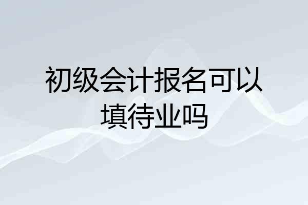 初级会计报名可以填待业吗