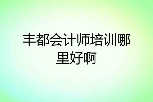 丰都会计师培训哪里好啊