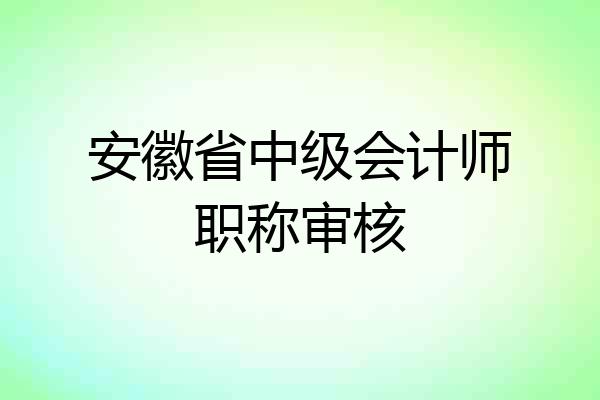 安徽省中级会计师职称审核