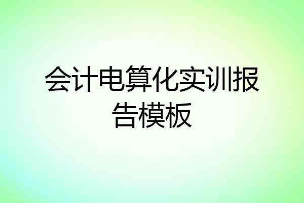会计电算化实训报告模板