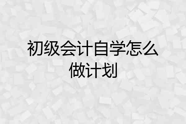 初级会计自学怎么做计划