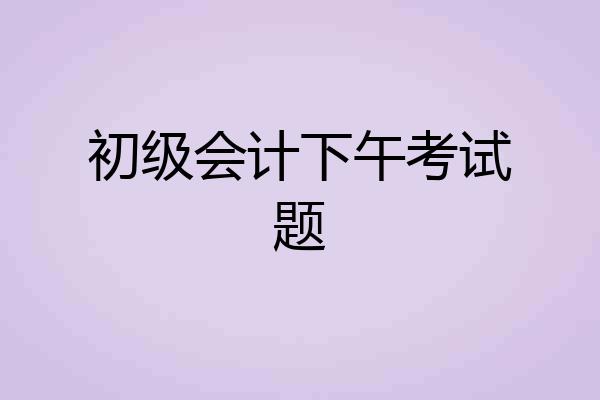 初级会计下午考试题