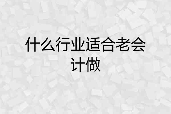 什么行业适合老会计做