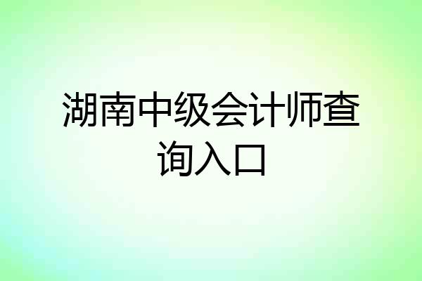 湖南中级会计师查询入口