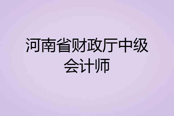 河南省财政厅中级会计师