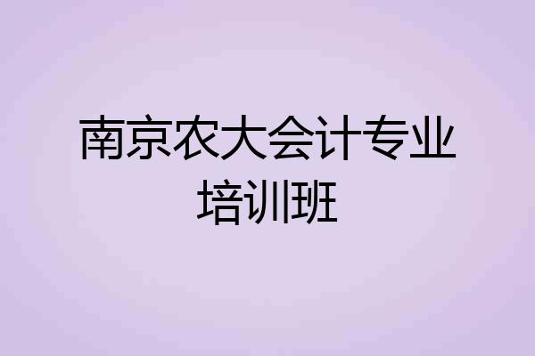 南京农大会计专业培训班