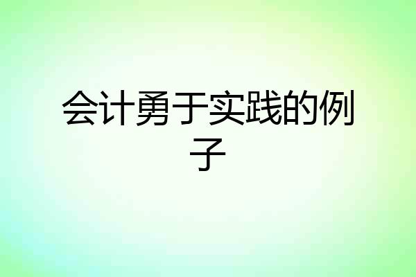 会计勇于实践的例子