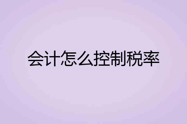 会计怎么控制税率
