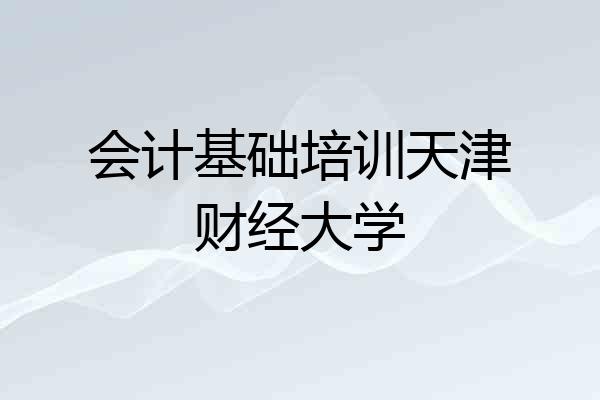 会计基础培训天津财经大学
