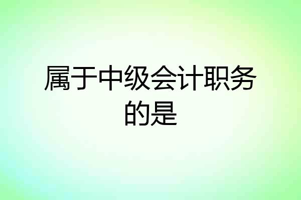 属于中级会计职务的是