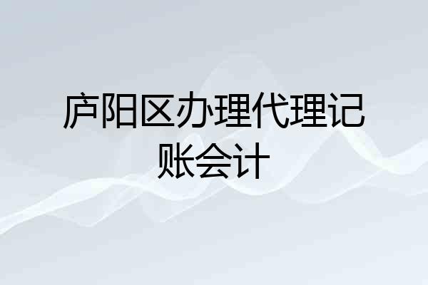 庐阳区办理代理记账会计