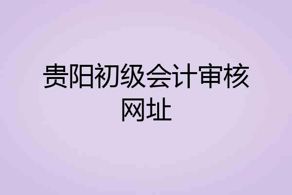 贵阳初级会计审核网址