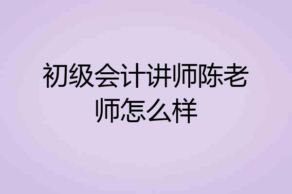 初级会计讲师陈老师怎么样
