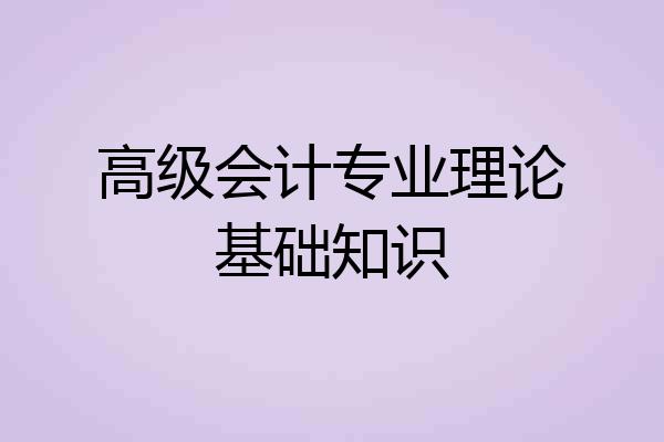高级会计专业理论基础知识