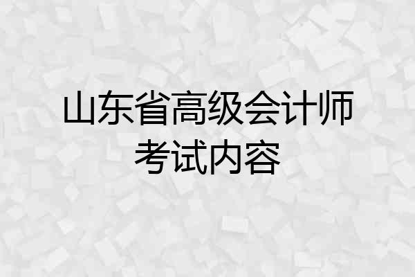 山东省高级会计师考试内容