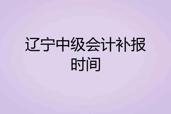 辽宁中级会计补报时间
