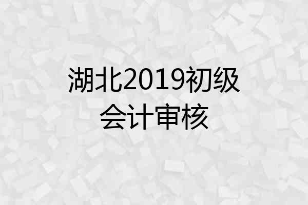 湖北2019初级会计审核