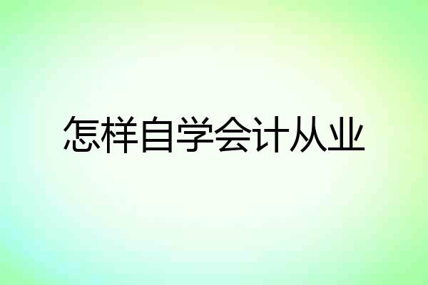 怎样自学会计从业