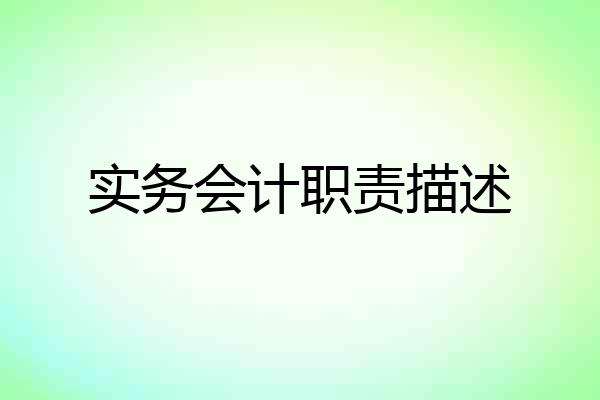实务会计职责描述