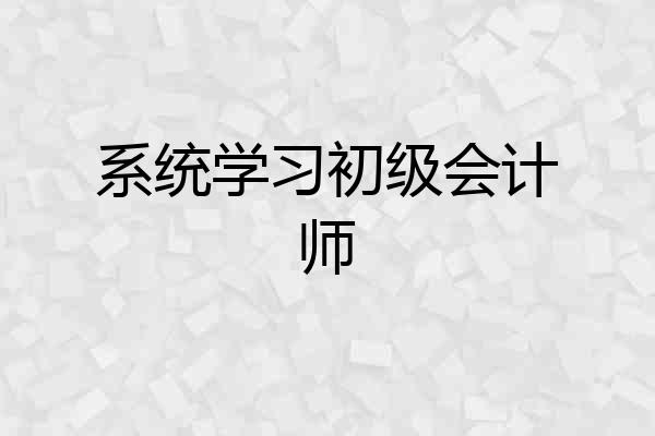 系统学习初级会计师