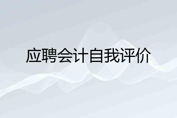 应聘会计自我评价