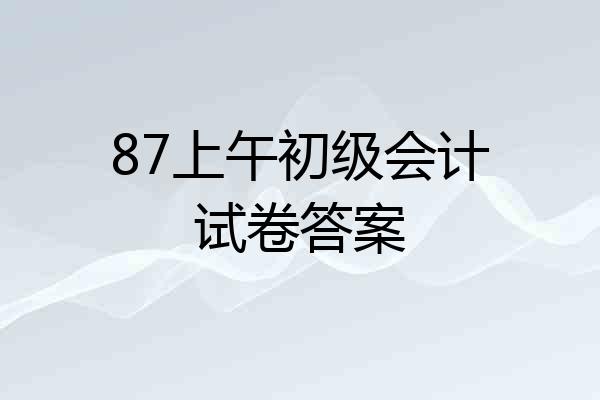 87上午初级会计试卷答案