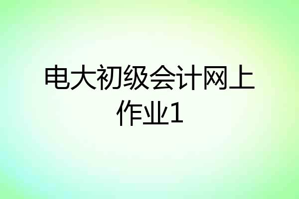 电大初级会计网上作业1