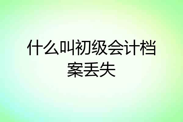 什么叫初级会计档案丢失