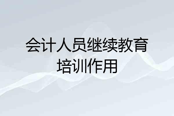 会计人员继续教育培训作用