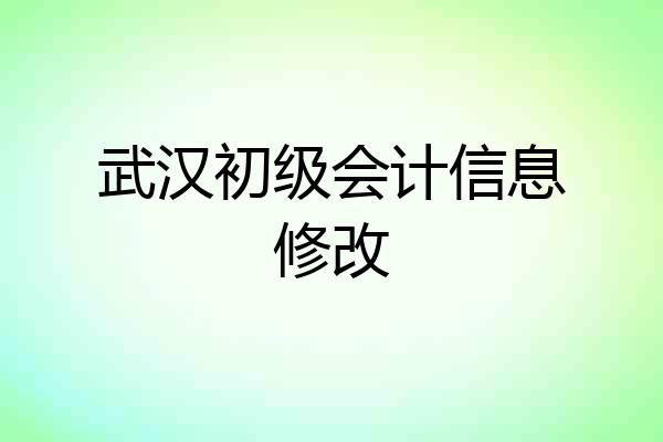 武汉初级会计信息修改