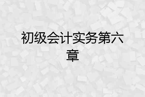初级会计实务第六章