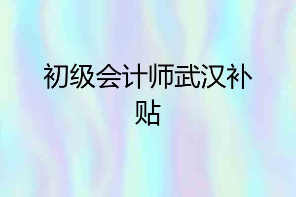 初级会计师武汉补贴