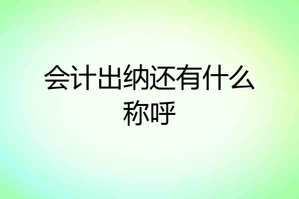 会计出纳还有什么称呼