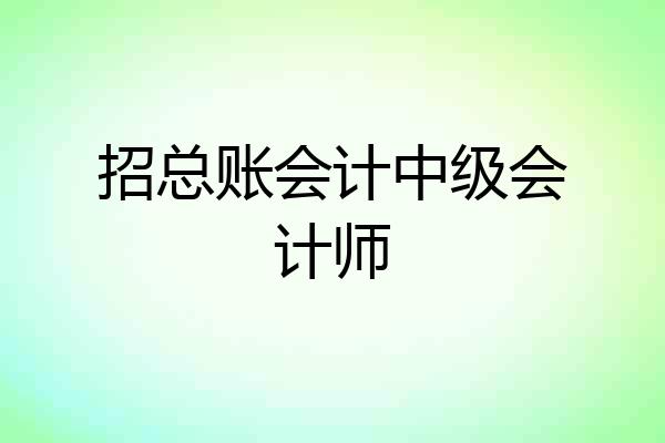 招总账会计中级会计师